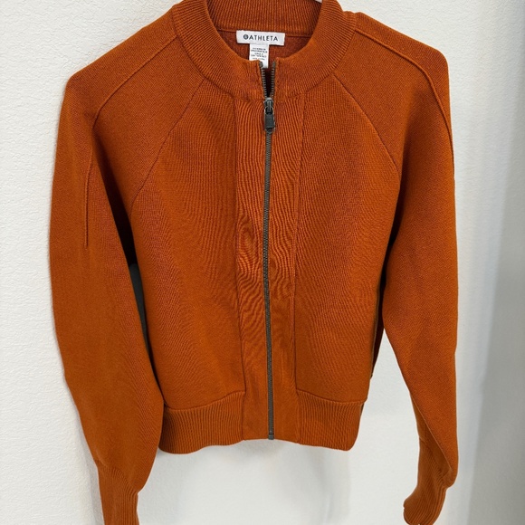 Women's Athleta Zippered Pumpkin Colored Zippered Cardigan XS - Picture 1 of 5